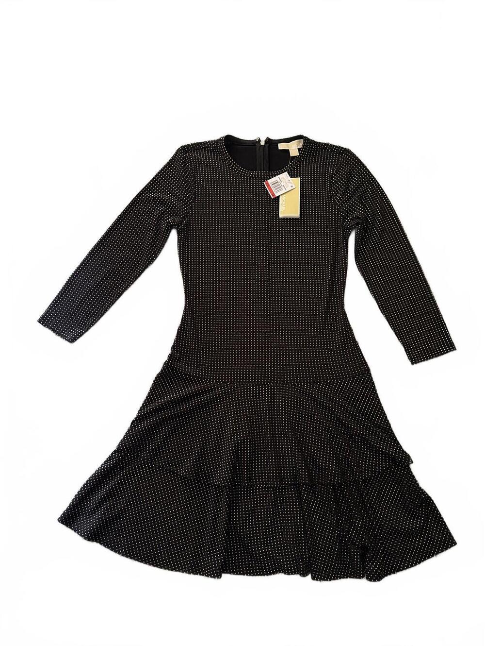 Michael Kors Long Sleeve Dress with Gold Dot Pattern NWT Size XS